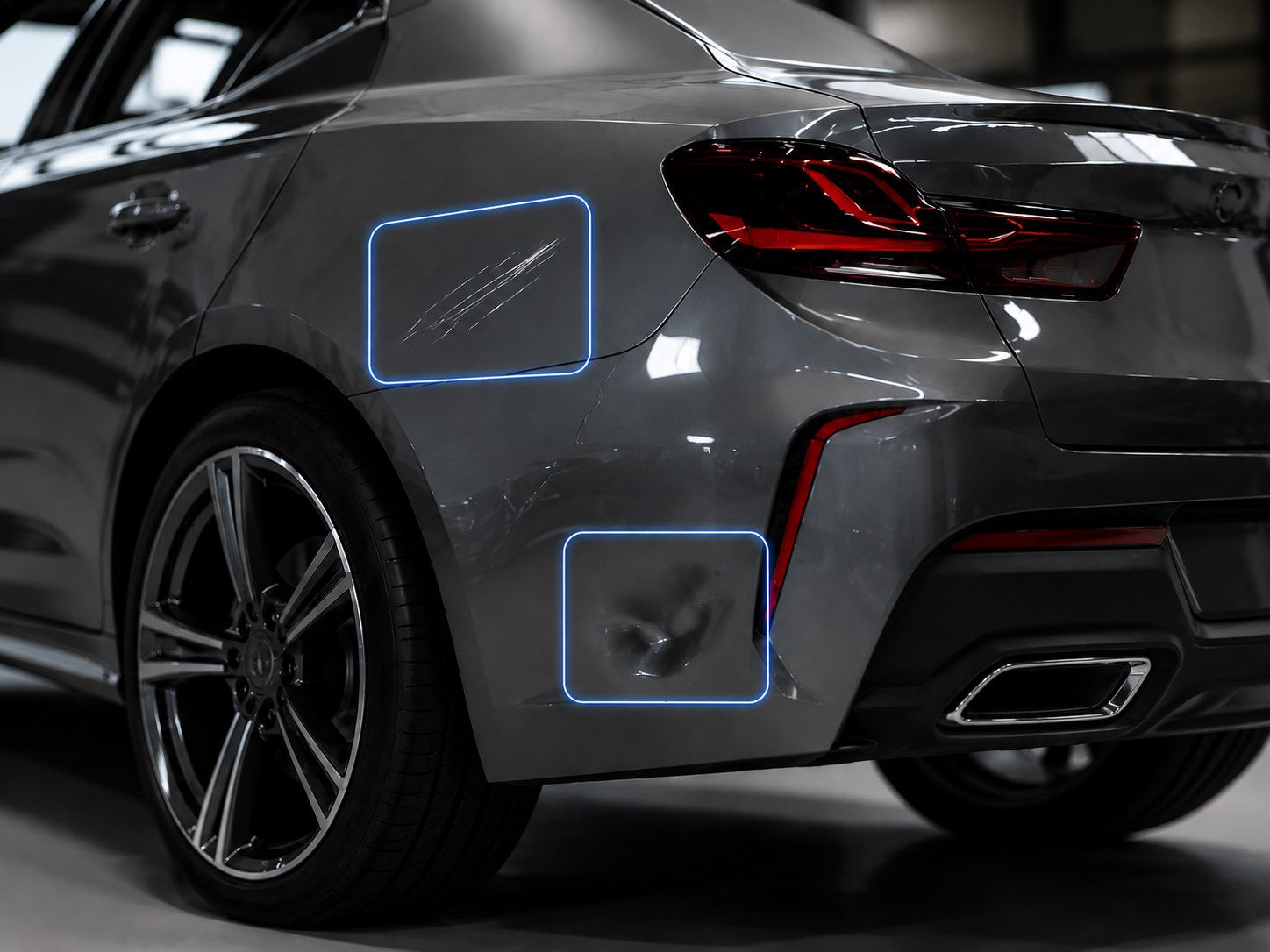 AI damage detection identifying dents and scratches on vehicle bodywork